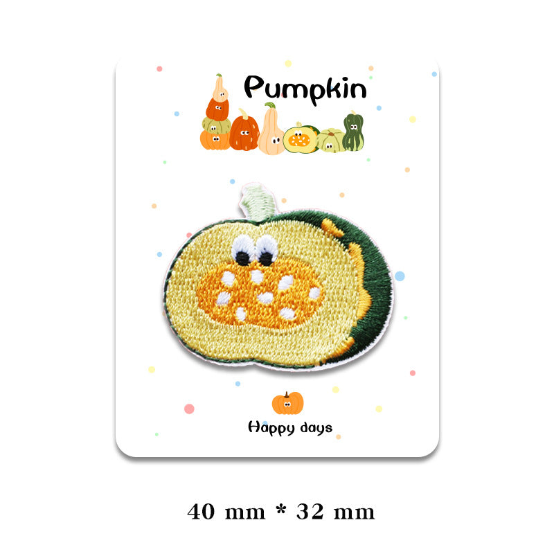 Wholesale Self-adhesive funny pumpkin embroidered patch FS